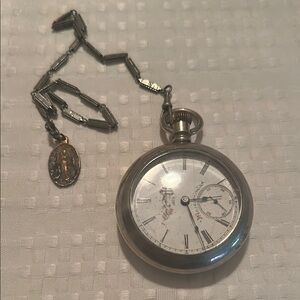 Vintage Silver Pocket Watch with Chain